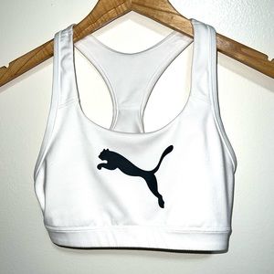 Puma white logo sports bra Small